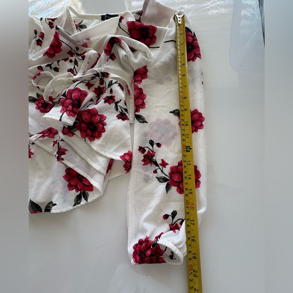Dynamite Wrap Tie Front Peplum Blouse - Picture 7 of 10